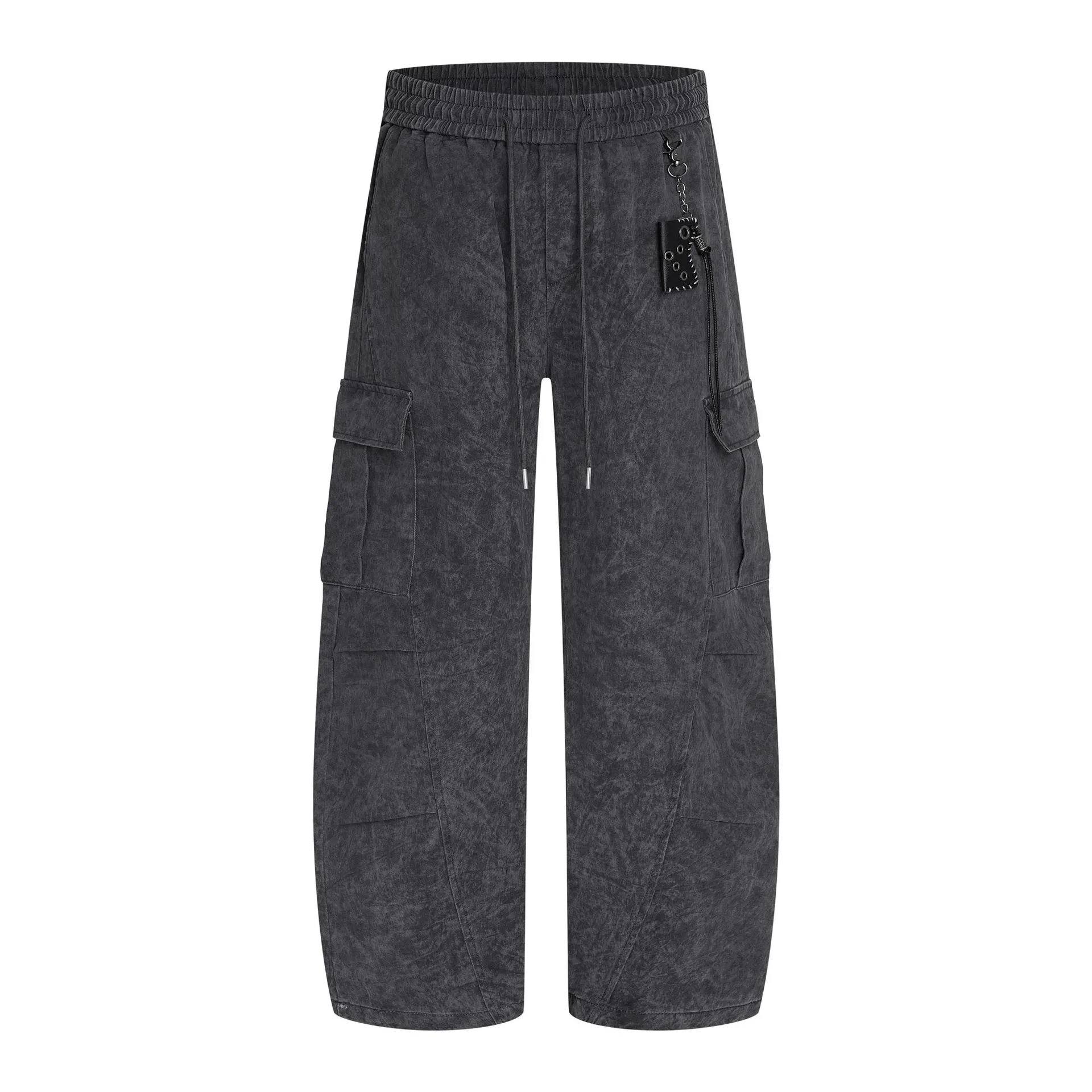Jiayiku Fashion Brand  American Vintage Washed Old Scimitar Casual Pants Men's And Women's Loose Draped Wide-leg Pants display picture 3