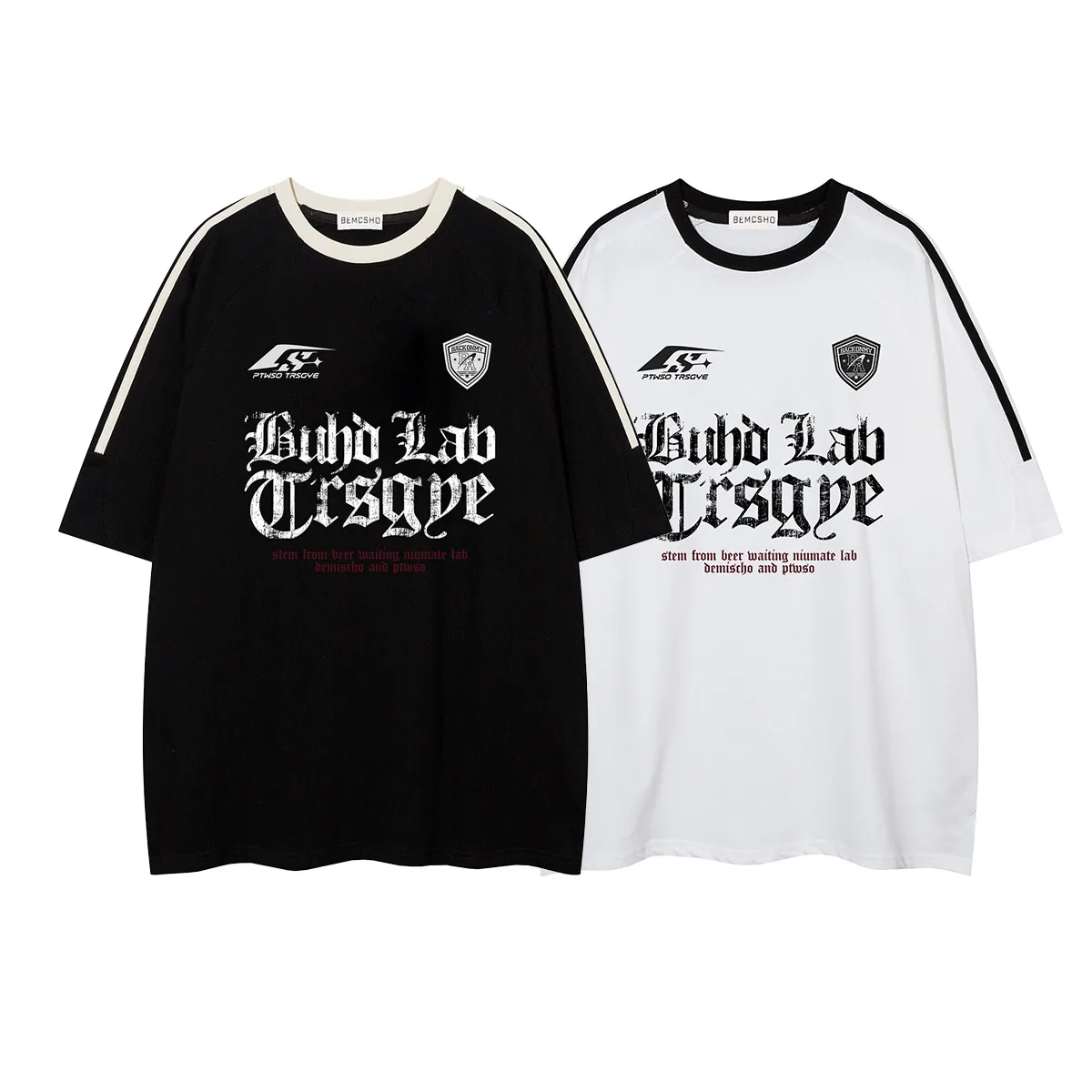 Jiayiku Men's  Summer New American Retro Trendy Brand Tee T-shirt Gothic Printed Short-sleeved T-shirt For Men display picture 2