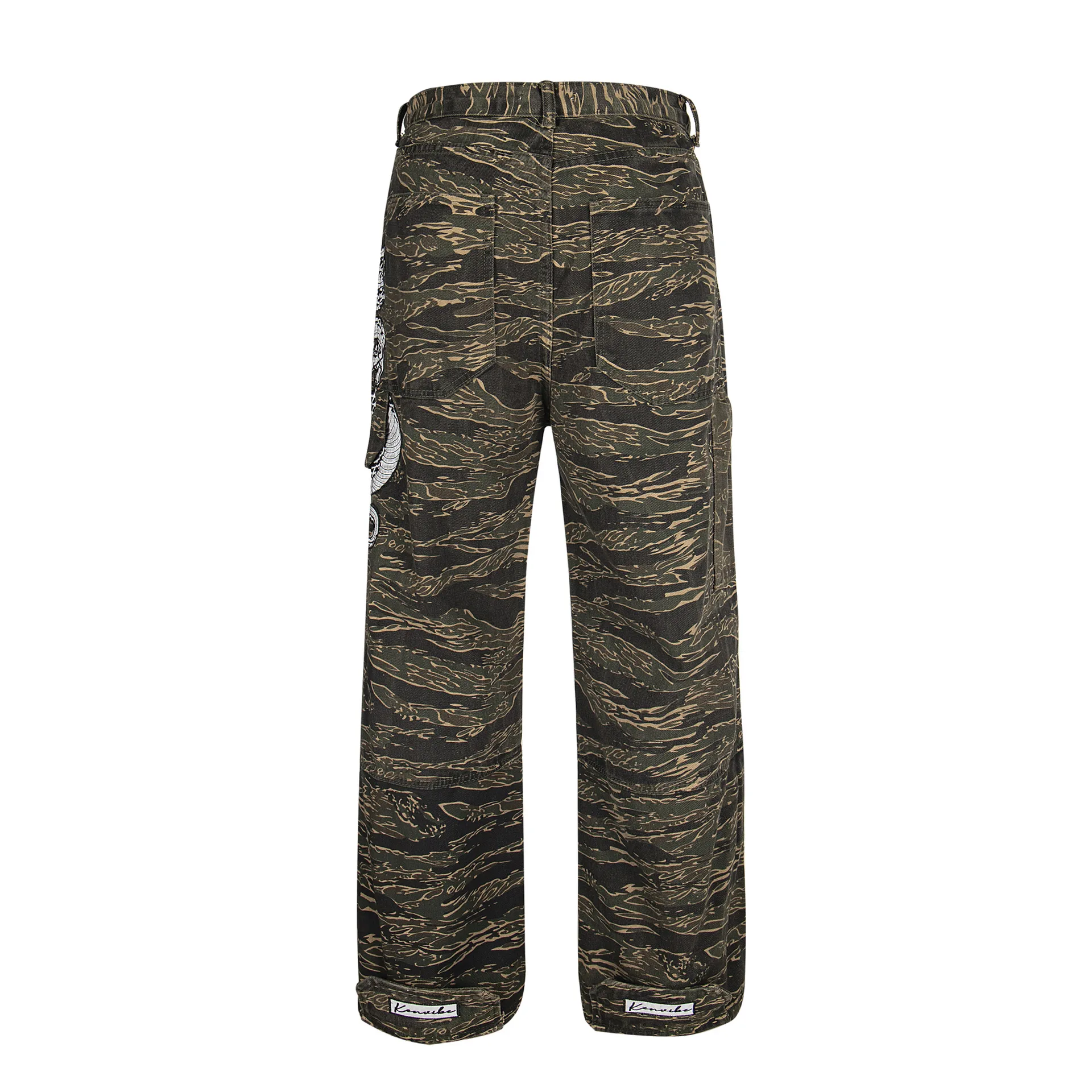Jiayiku Trendy Brand  Python Embroidered High Street  Vibe Camouflage Casual Pants Men And Women Ins Trendy Straight Pants display picture 5