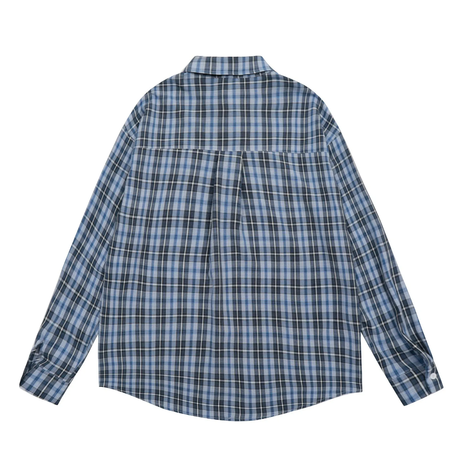 Jiayiku Tide Brand  Spring New American Retro Cleanfit Plaid Shirt Fun Printed Shirt display picture 3