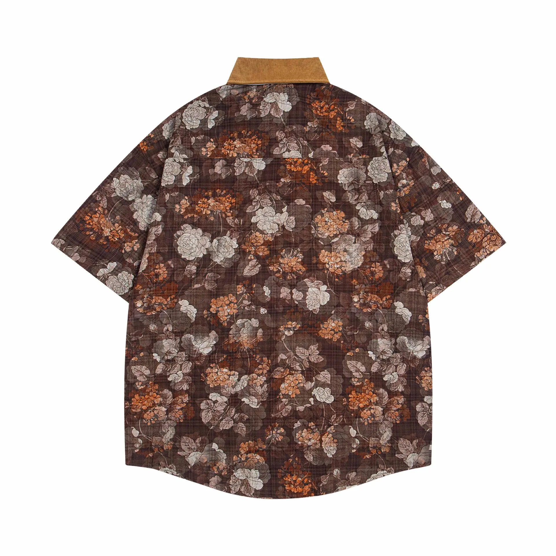 Jiayiku Men's  Summer American Middle Ancient Hong Kong Style Fashion Brand Small Floral Duffian Shirt With Short Sleeve Collar For Men And Women display picture 4