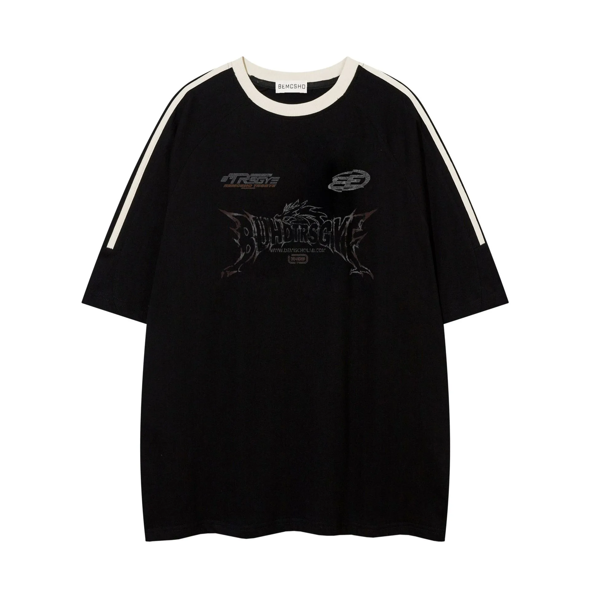Jiayiku Men's  Summer New American Retro Trendy Brand Tee Culture Shirt Creative Printing Short-sleeved T-shirt For Men display picture 3