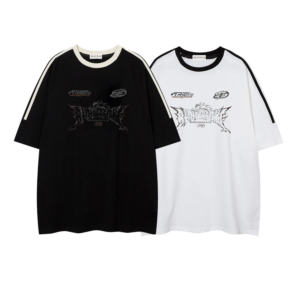 Jiayiku Men's  Summer New American Retro Trendy Brand Tee Culture Shirt Creative Printing Short-sleeved T-shirt For Men display picture 2