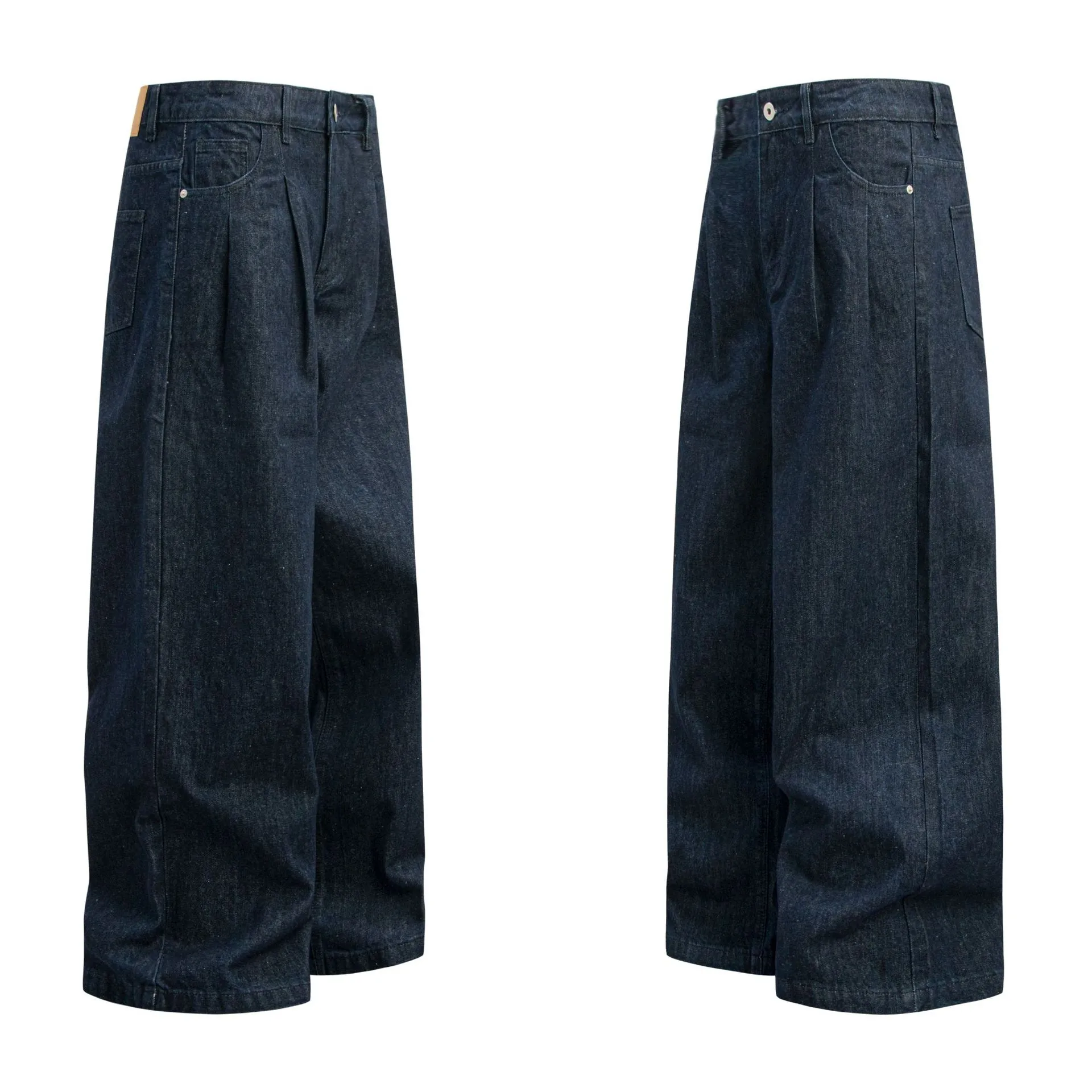 Jiayi Library Men's Clothing  American High Street Vintage Washed Original Color Jeans Men's And Women's Vibe Machete Wide Leg Pants display picture 7