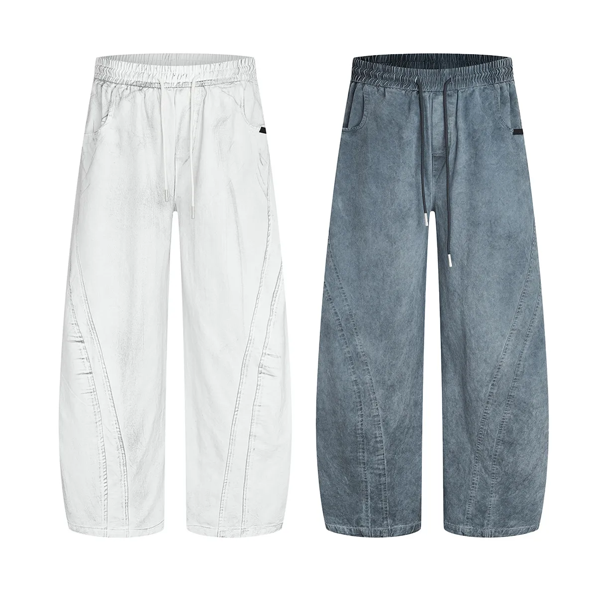 Jiayi Library Men's Clothing  Waste Earth Style American Style Vintage Washed Dirty Dye Machete Casual Pants Straight Loose Wide Leg Pants display picture 2