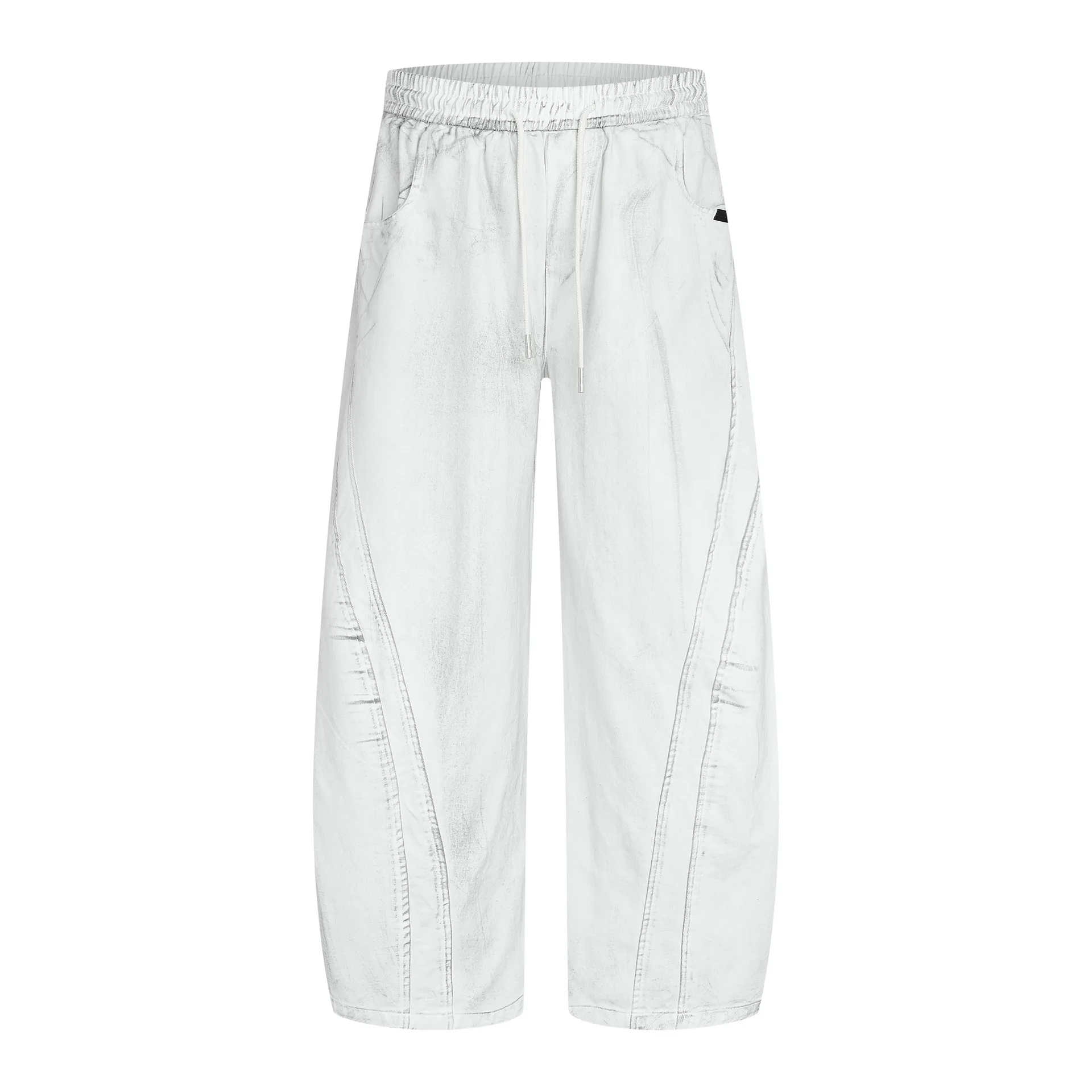 Jiayi Library Men's Clothing  Waste Earth Style American Style Vintage Washed Dirty Dye Machete Casual Pants Straight Loose Wide Leg Pants display picture 3