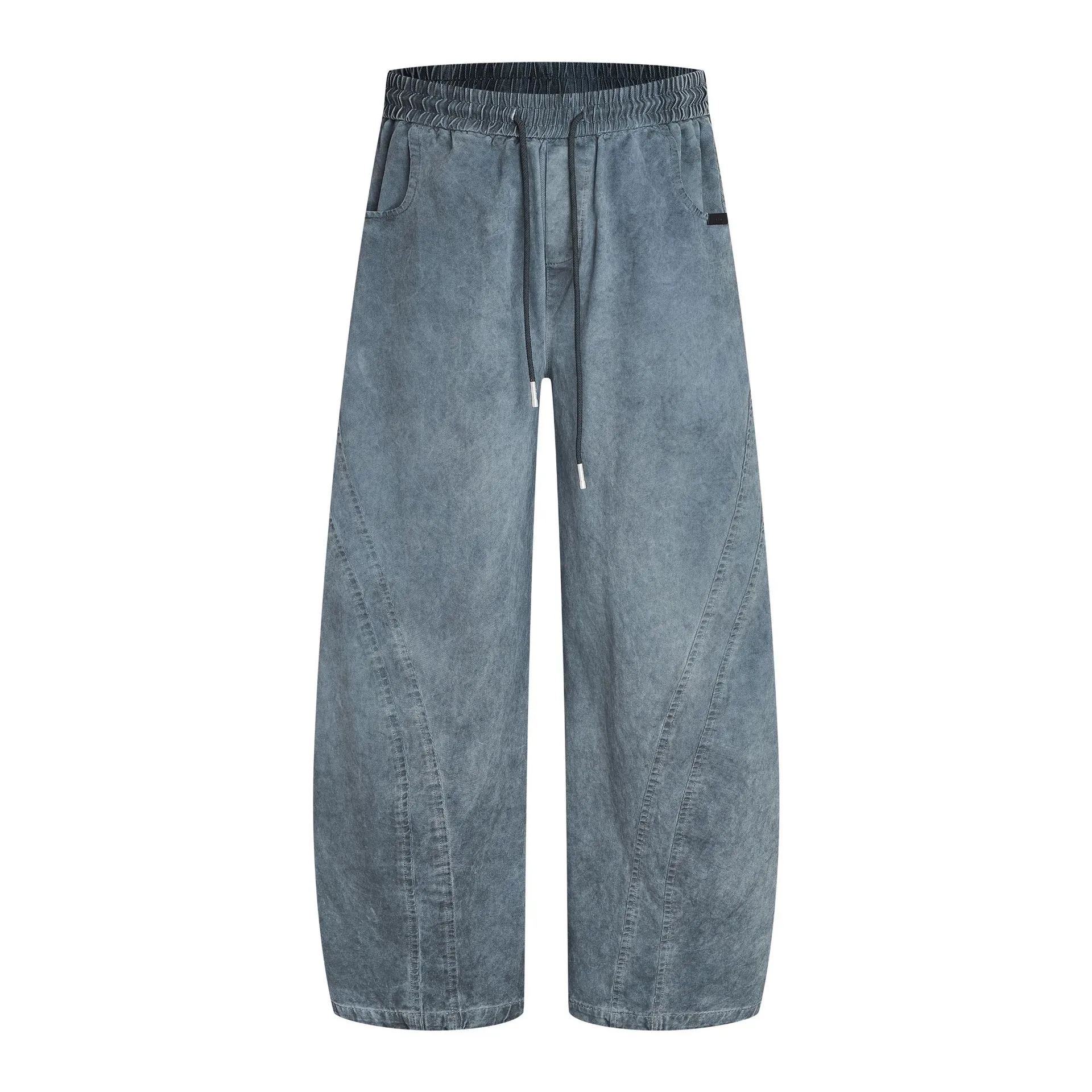 Jiayi Library Men's Clothing  Waste Earth Style American Style Vintage Washed Dirty Dye Machete Casual Pants Straight Loose Wide Leg Pants display picture 5