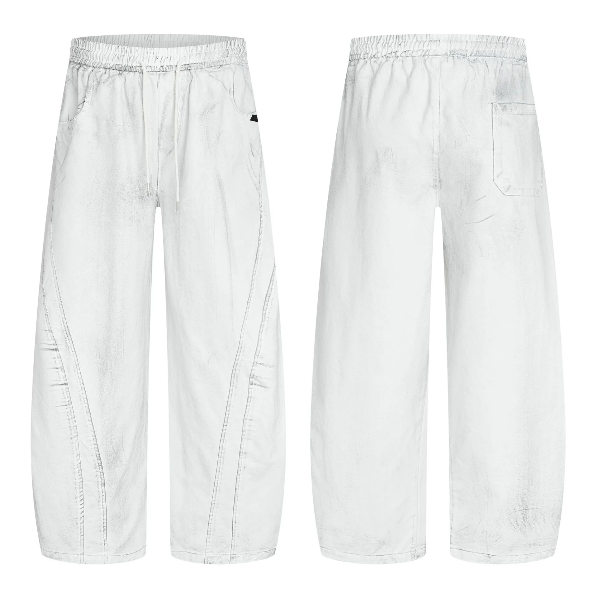 Jiayi Library Men's Clothing  Waste Earth Style American Style Vintage Washed Dirty Dye Machete Casual Pants Straight Loose Wide Leg Pants display picture 8