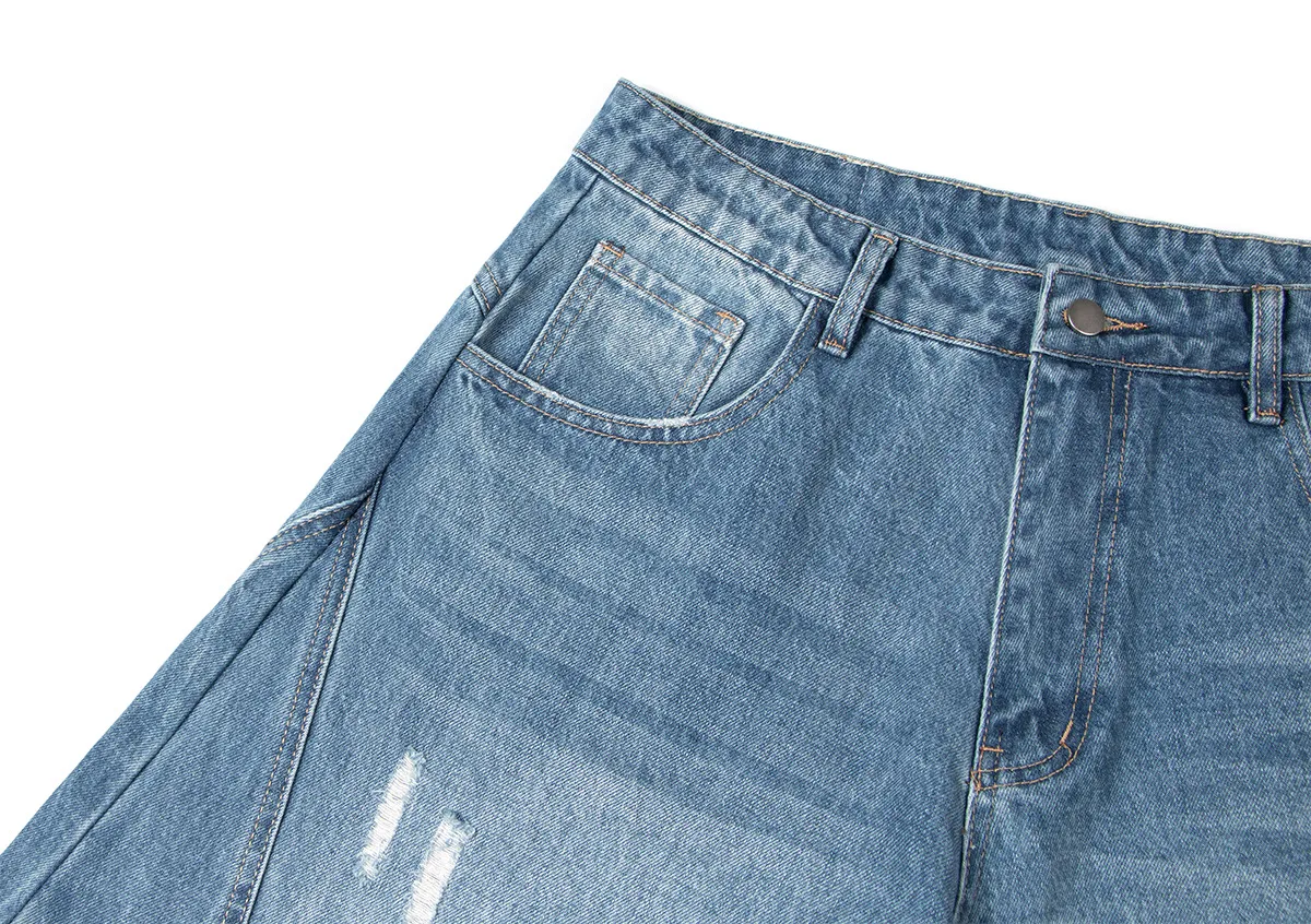 Jiayi Library Men's Clothing  American High Street Retro Ripped Washed Jeans Men's And Women's Vibe Machete Wide Leg Pants display picture 15