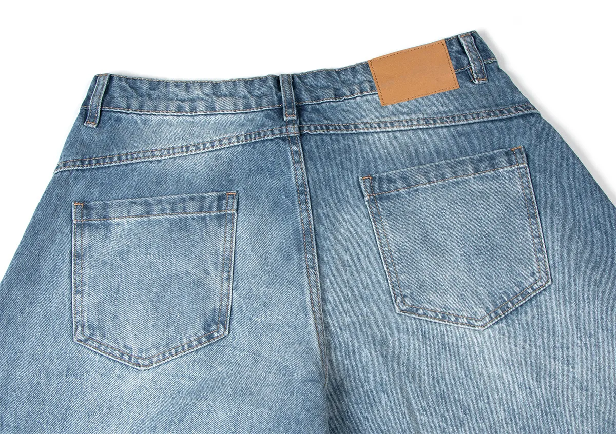 Jiayi Library Men's Clothing  American High Street Retro Ripped Washed Jeans Men's And Women's Vibe Machete Wide Leg Pants display picture 17