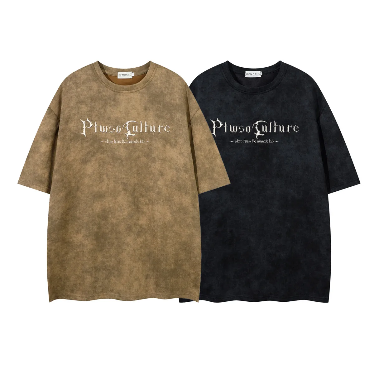 Jiayiku Men's  Summer American Street Dark Tide Brand Tee Old Printed Suede Short-sleeved T-shirt For Men display picture 2