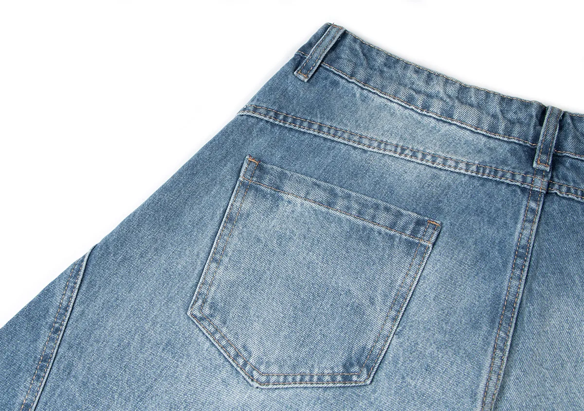 Jiayi Library Men's Clothing  American High Street Retro Ripped Washed Jeans Men's And Women's Vibe Machete Wide Leg Pants display picture 18