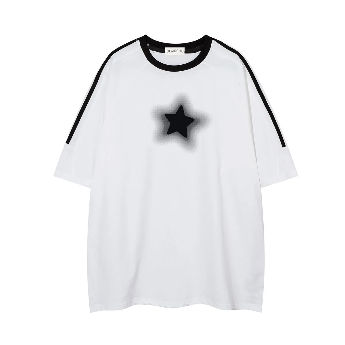 Jiayiku Men's  Summer New American Retro Fashion Brand Culture Shirt Five-pointed Star Printed Short-sleeved T-shirt For Men display picture 5