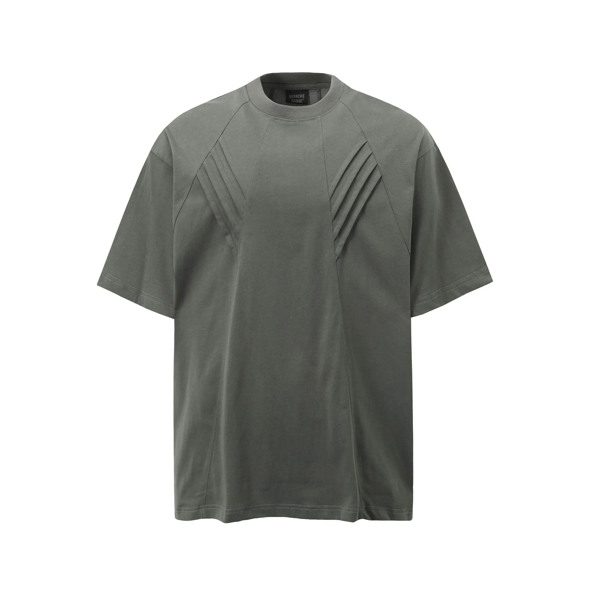 Jiayiku Men's  Summer American Retro Fashion Brand Washed Tee Shark Gill Pleated Design Short-sleeved T-shirt For Men display picture 3