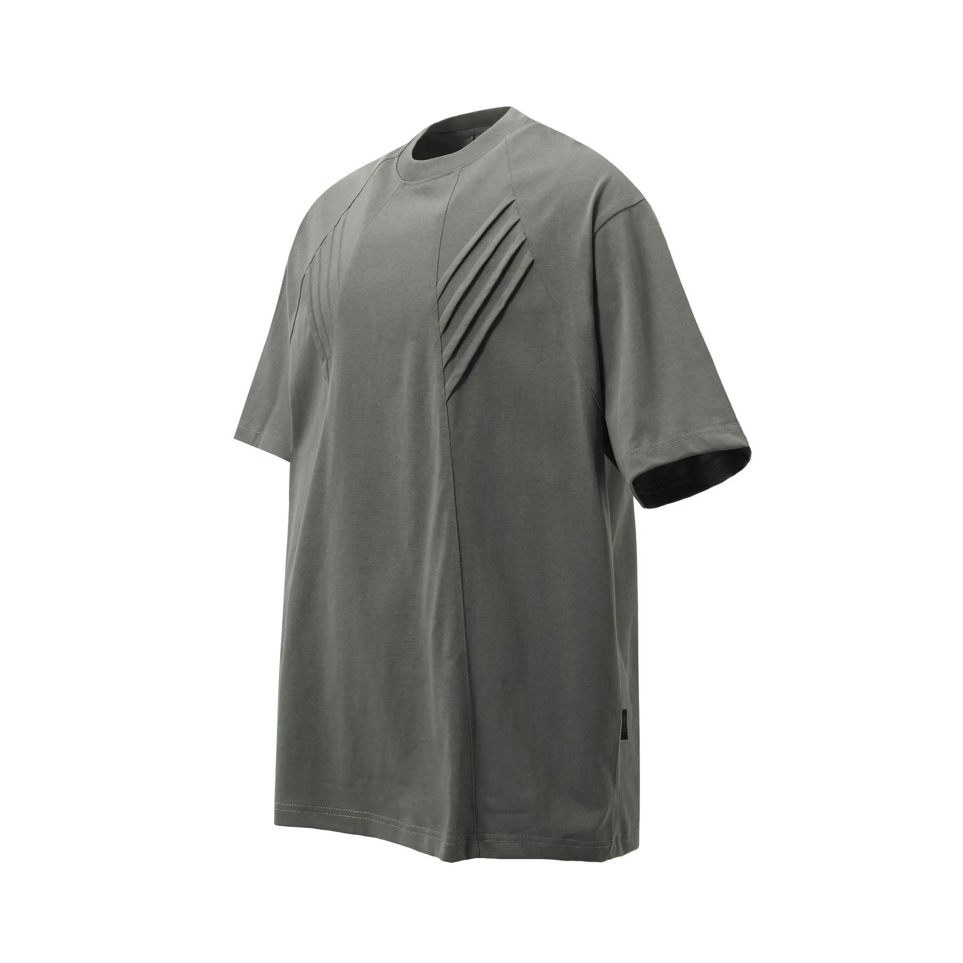 Jiayiku Men's  Summer American Retro Fashion Brand Washed Tee Shark Gill Pleated Design Short-sleeved T-shirt For Men display picture 4