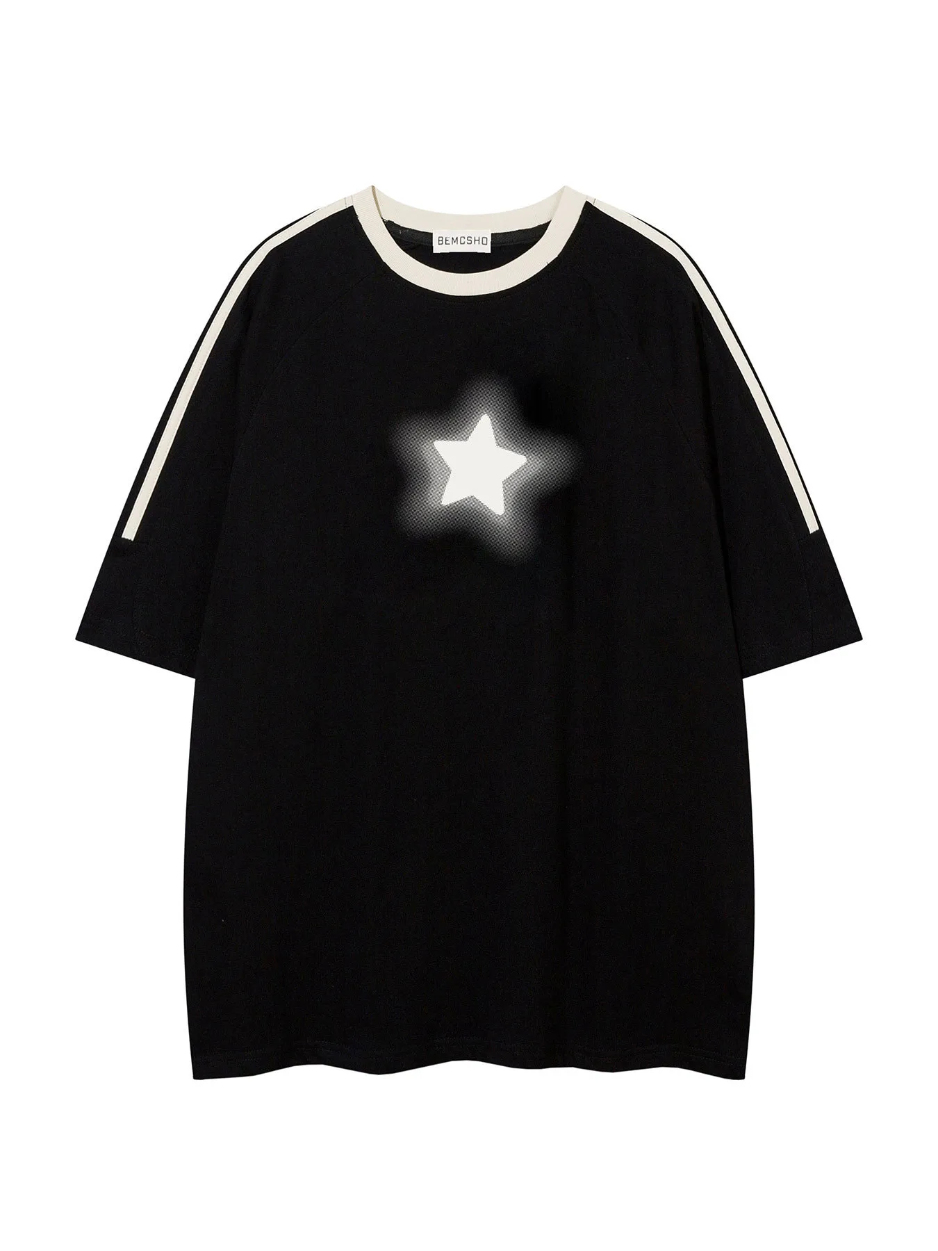 Jiayiku Men's  Summer New American Retro Fashion Brand Culture Shirt Five-pointed Star Printed Short-sleeved T-shirt For Men display picture 7