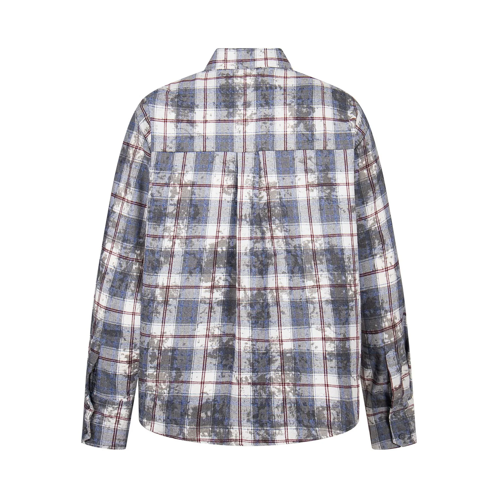 Jiayiku Men's  Spring American Retro Cleanfit Paid Embroidered Plaid Shirt Antique Style Shirt display picture 4