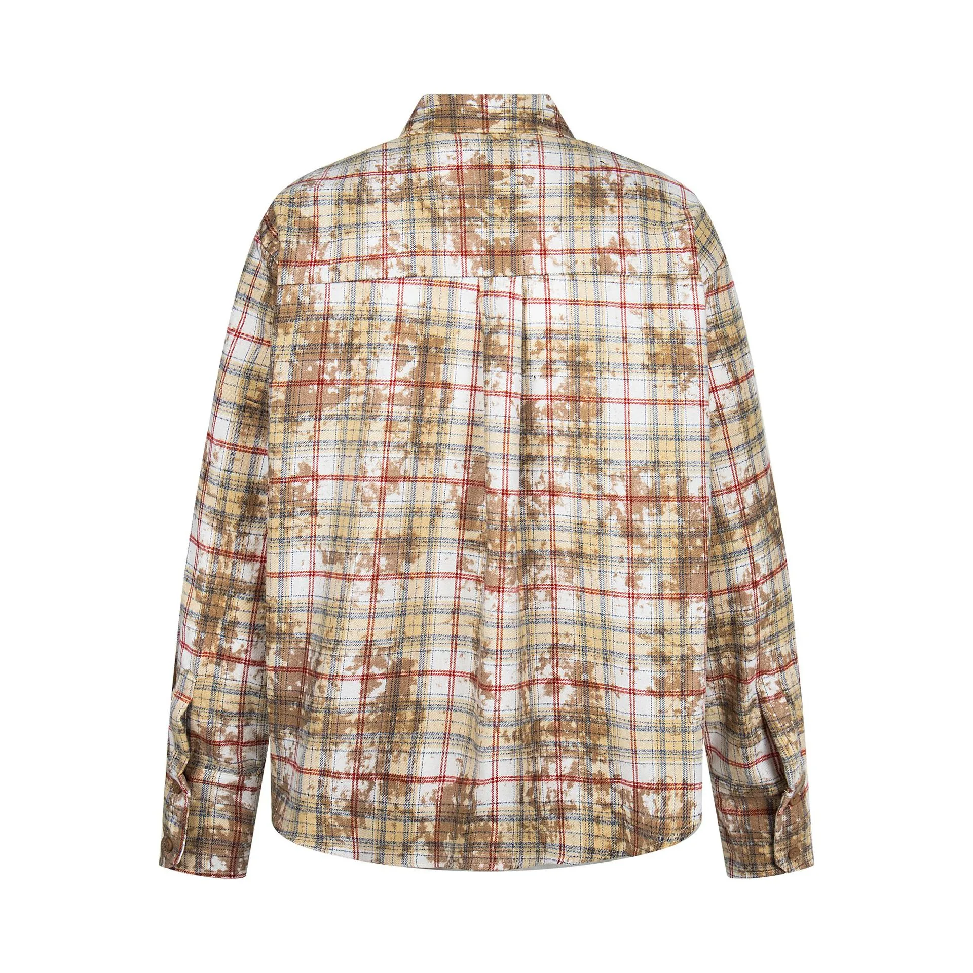 Jiayiku Men's  Spring American Retro Cleanfit Paid Embroidered Plaid Shirt Antique Style Shirt display picture 6