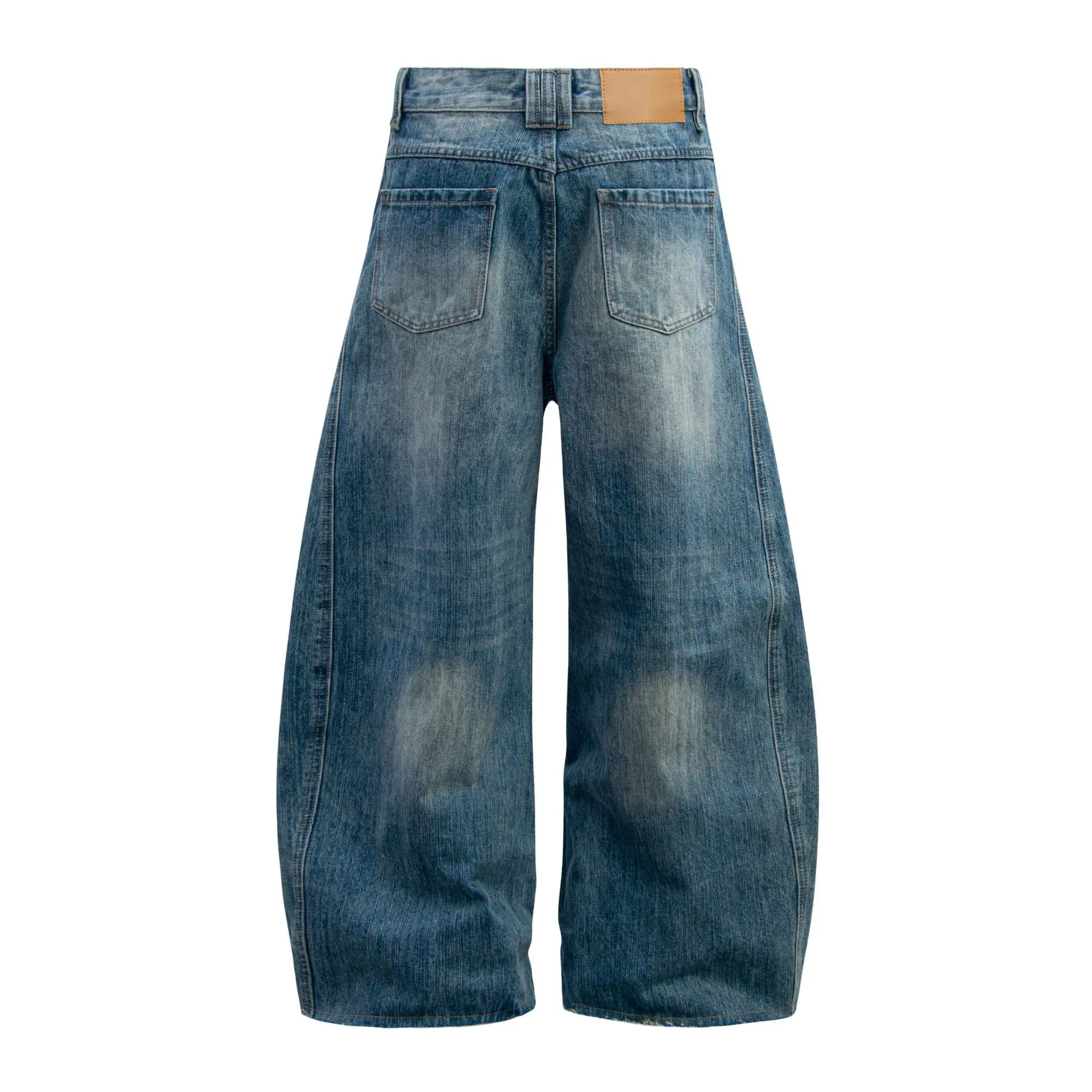 Jiayi Library Men's  American Vintage Washed Jeans Loose Profile Men's And Women's Vibe Scimitar Wide Leg Pants display picture 4