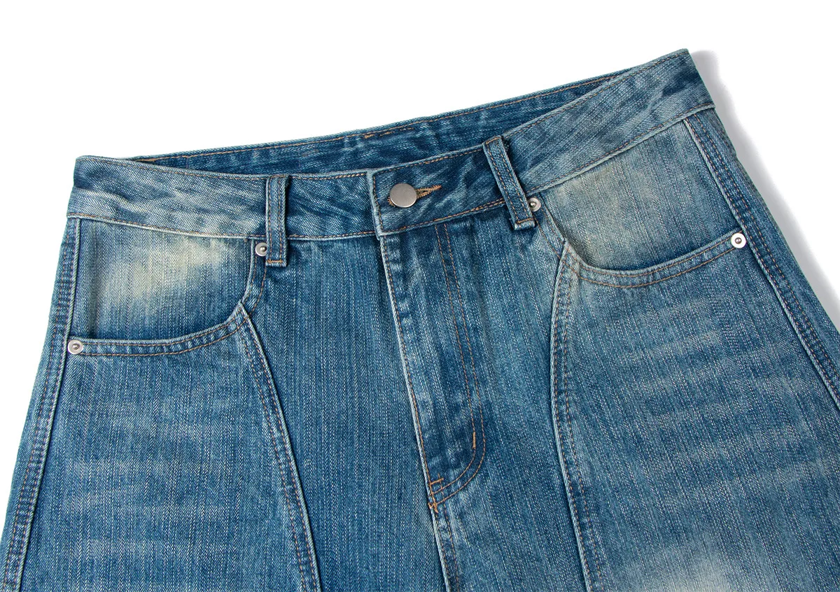 Jiayi Library Men's  American Vintage Washed Jeans Loose Profile Men's And Women's Vibe Scimitar Wide Leg Pants display picture 8