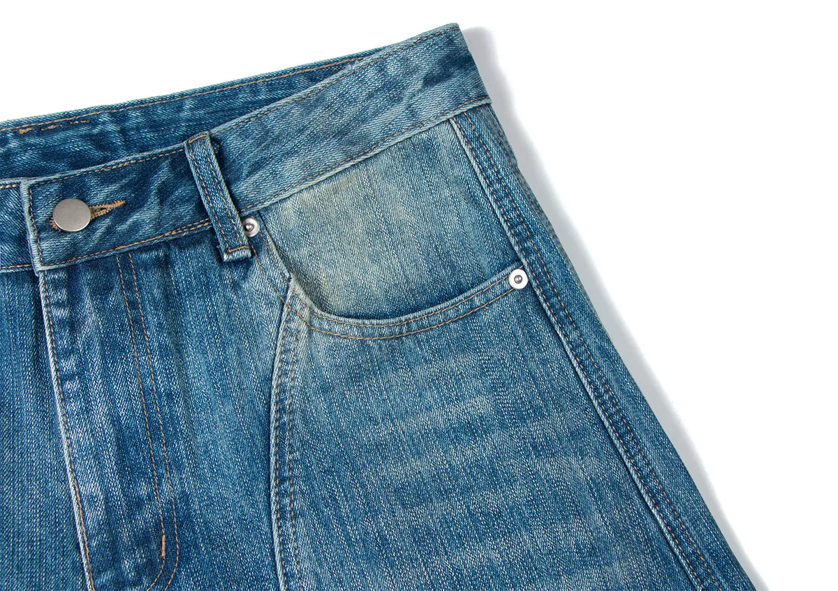 Jiayi Library Men's  American Vintage Washed Jeans Loose Profile Men's And Women's Vibe Scimitar Wide Leg Pants display picture 10