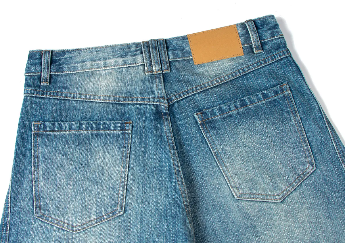 Jiayi Library Men's  American Vintage Washed Jeans Loose Profile Men's And Women's Vibe Scimitar Wide Leg Pants display picture 13