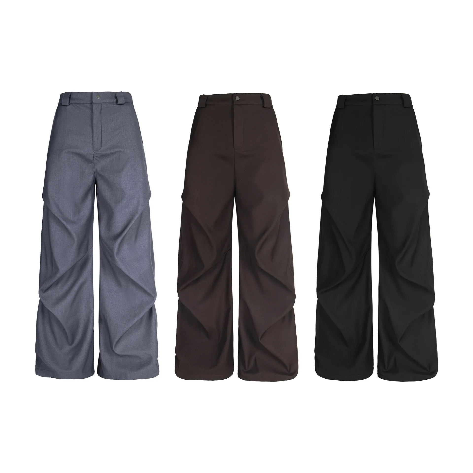Jiayiku Men's  New Style Retro Pleated Pants Pants For Men And Women Cleanfit Loose Casual Pants display picture 2
