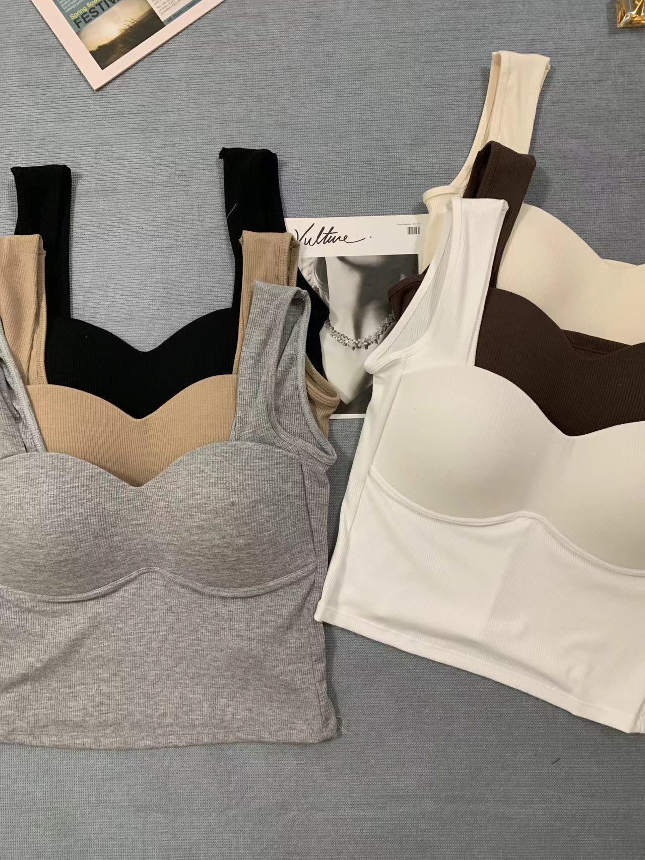 RC Threaded Texturous Camisole With Chest Pad Solid Color All-Match Comfortable Slim-Fit Base Shirt Women's Top Summer 632 display picture 2