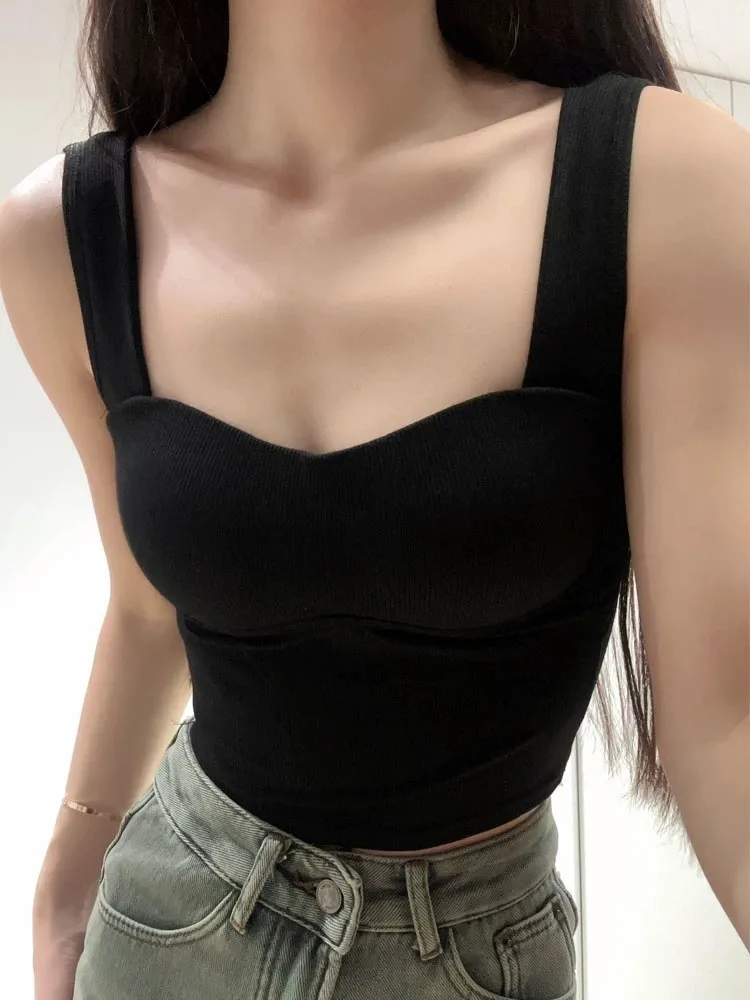 RC Threaded Texturous Camisole With Chest Pad Solid Color All-Match Comfortable Slim-Fit Base Shirt Women's Top Summer 632 display picture 9