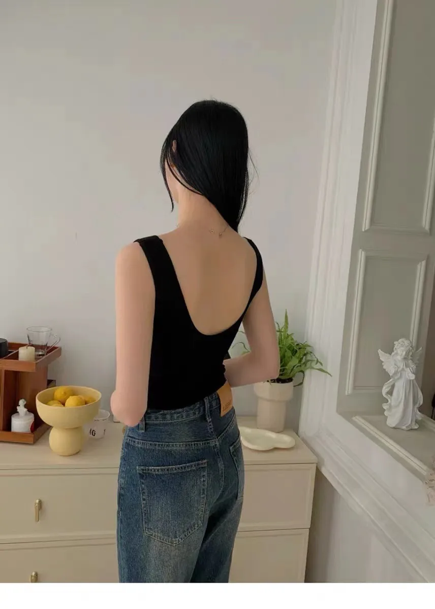 RC Threaded Texturous Camisole With Chest Pad Solid Color All-Match Comfortable Slim-Fit Base Shirt Women's Top Summer 632 display picture 11