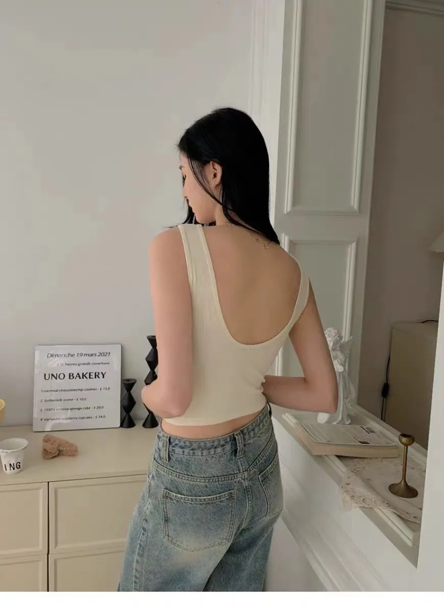 RC Threaded Texturous Camisole With Chest Pad Solid Color All-Match Comfortable Slim-Fit Base Shirt Women's Top Summer 632 display picture 16