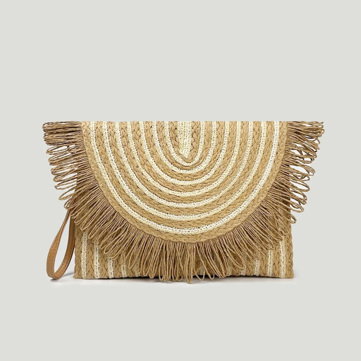 Handmade Woven Bag Crossbody Handbag Niche Bohemian Summer Beach Tassel Straw Woven Bag display picture 1