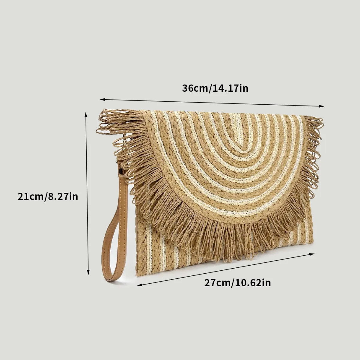 Handmade Woven Bag Crossbody Handbag Niche Bohemian Summer Beach Tassel Straw Woven Bag display picture 2