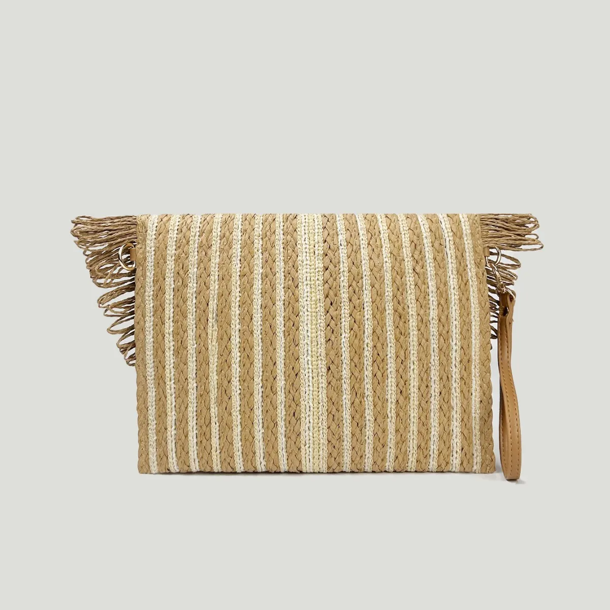 Handmade Woven Bag Crossbody Handbag Niche Bohemian Summer Beach Tassel Straw Woven Bag display picture 3