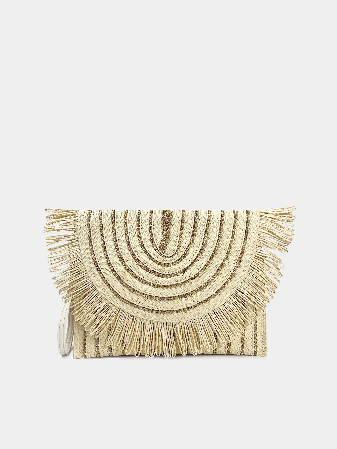 Paper Straw Woven Tassel Clutch Bag  Fashion Straw Envelope Bag Women's Wholesale Flip Cover Contrasting Color Stitching Clutch Bag display picture 6