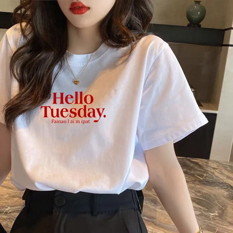 Summer New Women's Short Sleeve Wholesale Explosions New Version Of Loose White Cotton T-shirt Jacket A Generation Of Hair display picture 17
