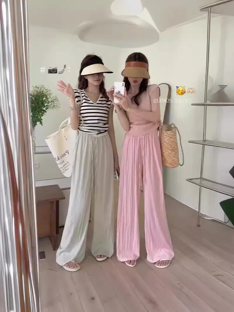 Ice Silk Yamamoto Pants Women's Summer Thin High Waist Slimming Wide Leg Pants Loose Straight Lazy Style Casual Pants display picture 6