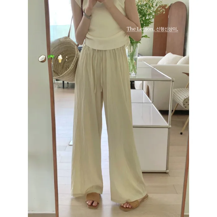 Ice Silk Yamamoto Pants Women's Summer Thin High Waist Slimming Wide Leg Pants Loose Straight Lazy Style Casual Pants display picture 7