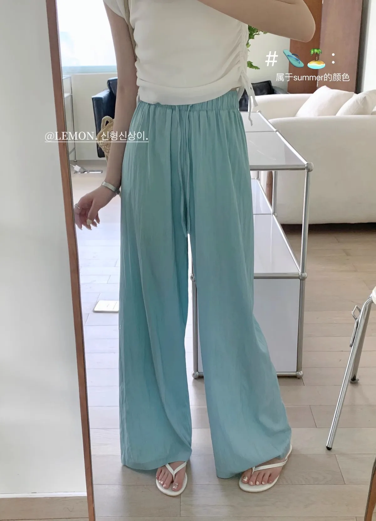 Ice Silk Yamamoto Pants Women's Summer Thin High Waist Slimming Wide Leg Pants Loose Straight Lazy Style Casual Pants display picture 12