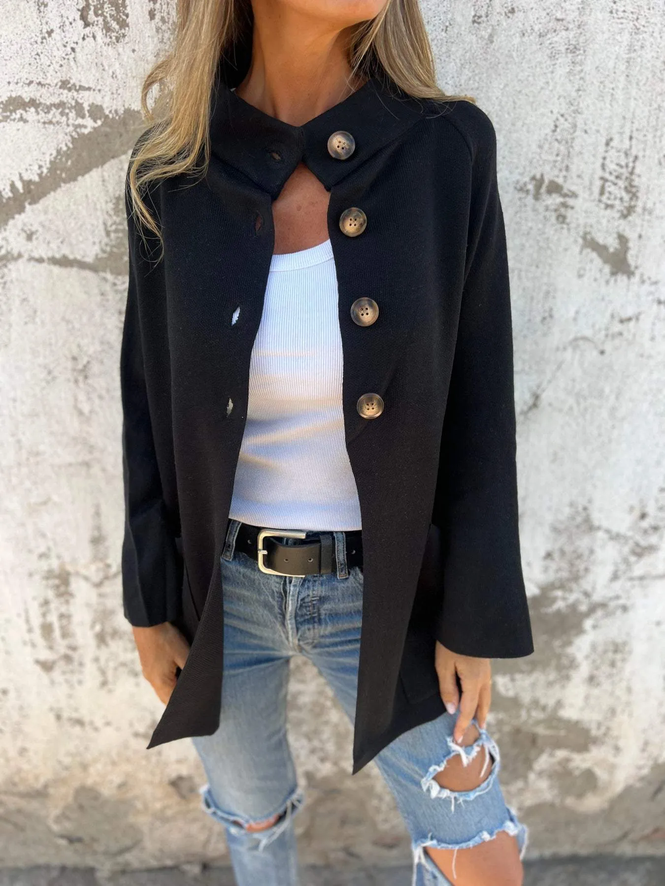 Autumn And Winter New  Women's Clothing   Lapel Long Sleeve Casual Cardigan Solid Color Knitted Jacket For Women display picture 4