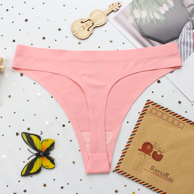 Foreign Trade Export Women's Underwear One-piece Seamless Low Waist Sexy Women's Thong T Pants Cotton Crotch Factory Wholesale display picture 9
