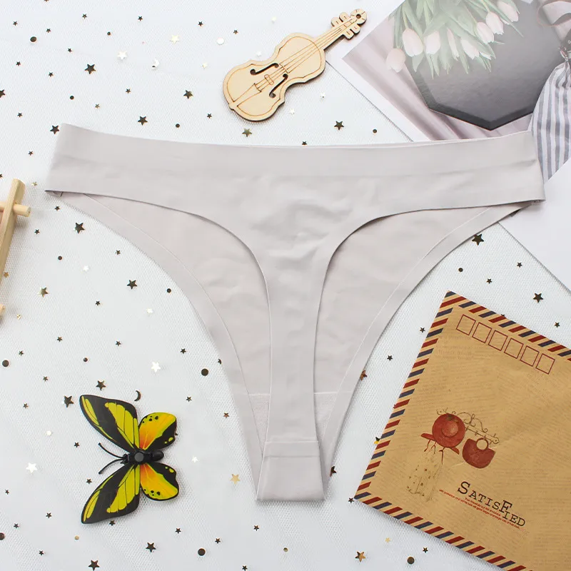 Foreign Trade Export Women's Underwear One-piece Seamless Low Waist Sexy Women's Thong T Pants Cotton Crotch Factory Wholesale display picture 10