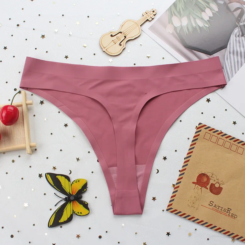 Foreign Trade Export Women's Underwear One-piece Seamless Low Waist Sexy Women's Thong T Pants Cotton Crotch Factory Wholesale display picture 11