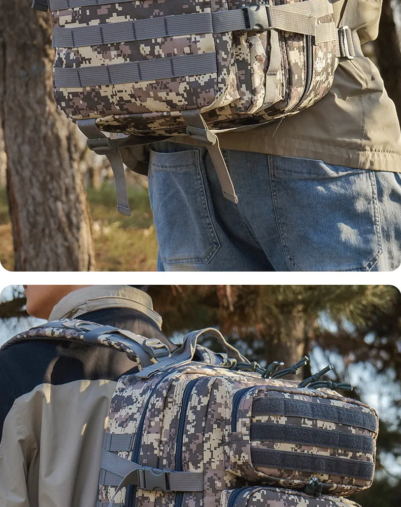 New Tactical Attack 3P Camouflage Backpack Multifunctional Large Capacity 45L Outdoor Sports Camping Mountaineering Backpack display picture 8