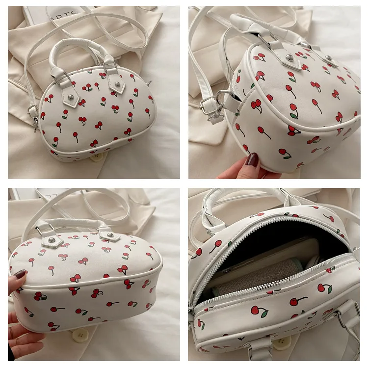 Cute Cherry Print Baseball Bag  New Handbag Women's High-End Style Shoulder Bag Commuter Crossbody Bag display picture 2