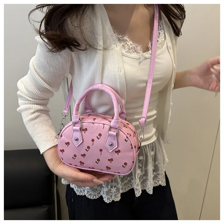 Cute Cherry Print Baseball Bag  New Handbag Women's High-End Style Shoulder Bag Commuter Crossbody Bag display picture 8