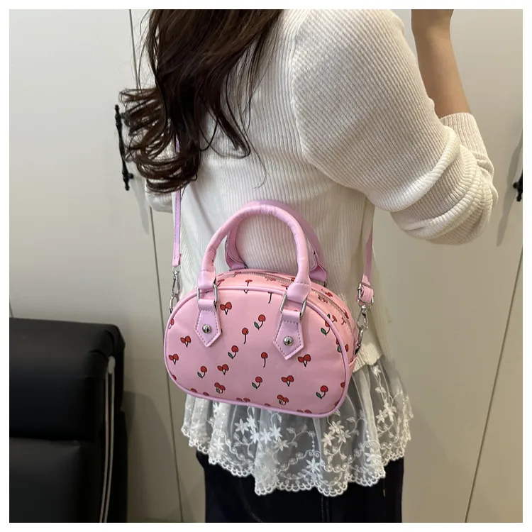 Cute Cherry Print Baseball Bag  New Handbag Women's High-End Style Shoulder Bag Commuter Crossbody Bag display picture 10