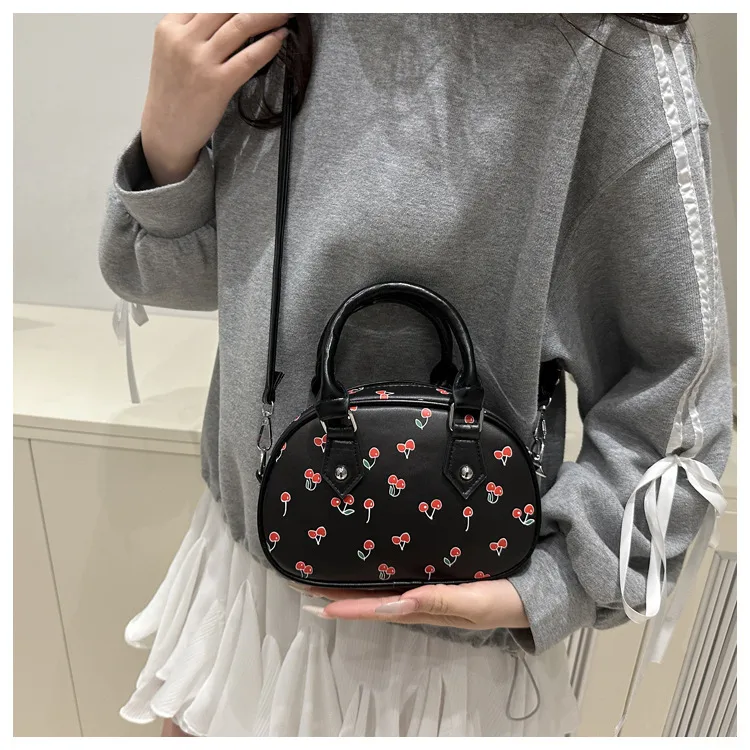 Cute Cherry Print Baseball Bag  New Handbag Women's High-End Style Shoulder Bag Commuter Crossbody Bag display picture 12