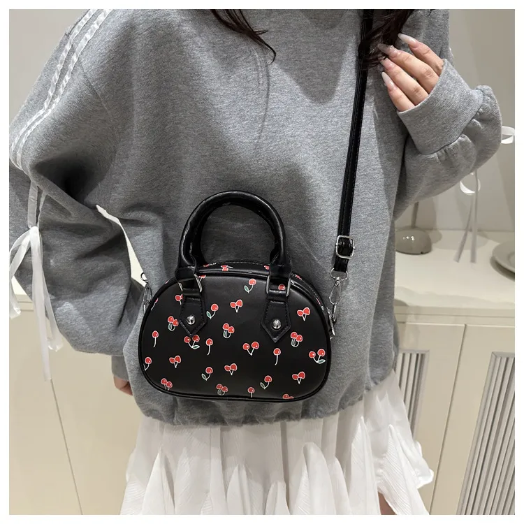 Cute Cherry Print Baseball Bag  New Handbag Women's High-End Style Shoulder Bag Commuter Crossbody Bag display picture 13