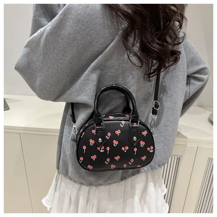 Cute Cherry Print Baseball Bag  New Handbag Women's High-End Style Shoulder Bag Commuter Crossbody Bag display picture 14